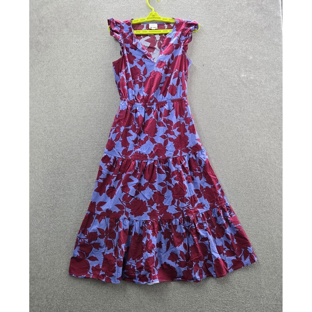 J.CREW Women Dress 2 Purple Floral Fit & Flare Coquettecore Ruffle Sleeveless